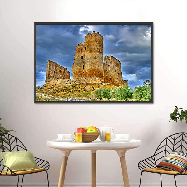 Mazzarino Medieval Castle Canvas Wall Art-1 Piece-Floating Frame-24" x 16"-Tiaracle