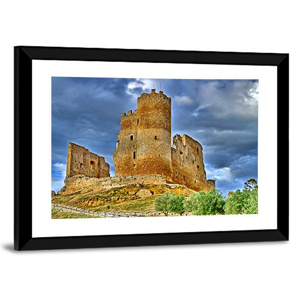 Mazzarino Medieval Castle Canvas Wall Art-1 Piece-Framed Print-20" x 16"-Tiaracle