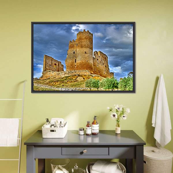 Mazzarino Medieval Castle Canvas Wall Art-5 Horizontal-Gallery Wrap-22" x 12"-Tiaracle