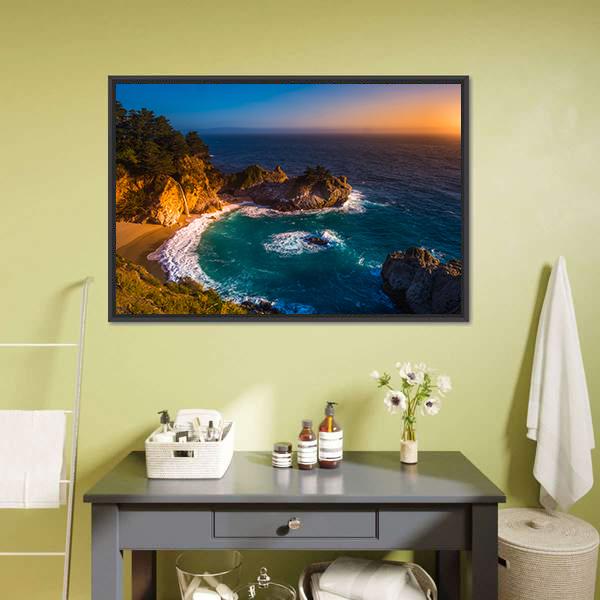 McWay Falls California Canvas Wall Art-3 Horizontal-Gallery Wrap-25" x 16"-Tiaracle