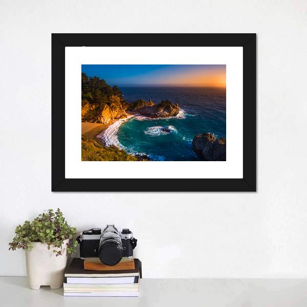 McWay Falls California Canvas Wall Art-3 Horizontal-Gallery Wrap-25" x 16"-Tiaracle