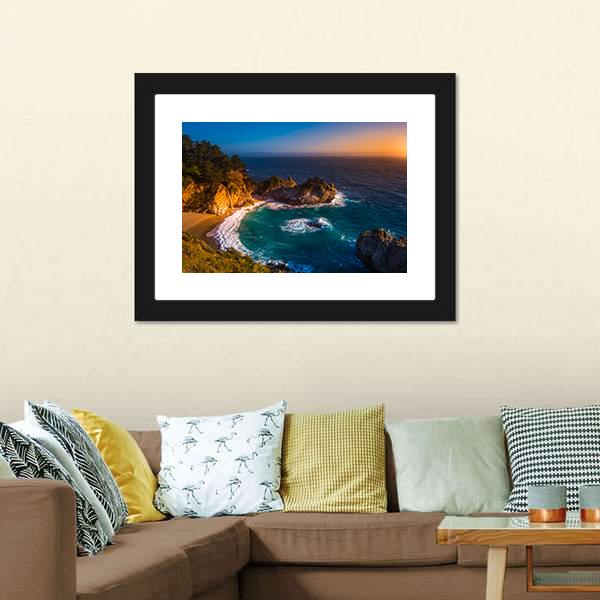 McWay Falls California Canvas Wall Art-3 Horizontal-Gallery Wrap-25" x 16"-Tiaracle
