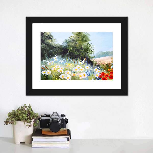 Meadow Of Daisies Canvas Wall Art-3 Horizontal-Gallery Wrap-25&quot; x 16&quot;-Tiaracle