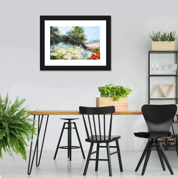 Meadow Of Daisies Canvas Wall Art-3 Horizontal-Gallery Wrap-25&quot; x 16&quot;-Tiaracle