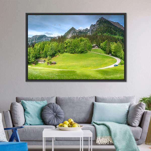 Meadow With Road Canvas Wall Art-3 Horizontal-Gallery Wrap-25" x 16"-Tiaracle
