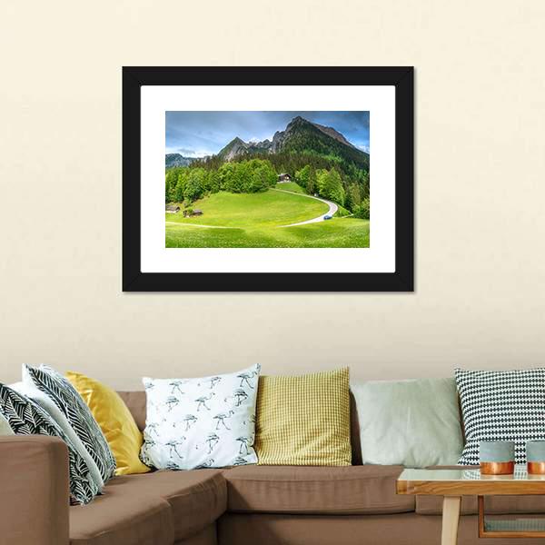 Meadow With Road Canvas Wall Art-3 Horizontal-Gallery Wrap-25" x 16"-Tiaracle