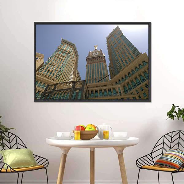 Mecca Clock Tower Canvas Wall Art-1 Piece-Floating Frame-24" x 16"-Tiaracle