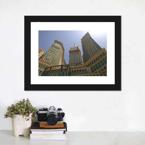Mecca Clock Tower Canvas Wall Art-1 Piece-Framed Print-20" x 16"-Tiaracle