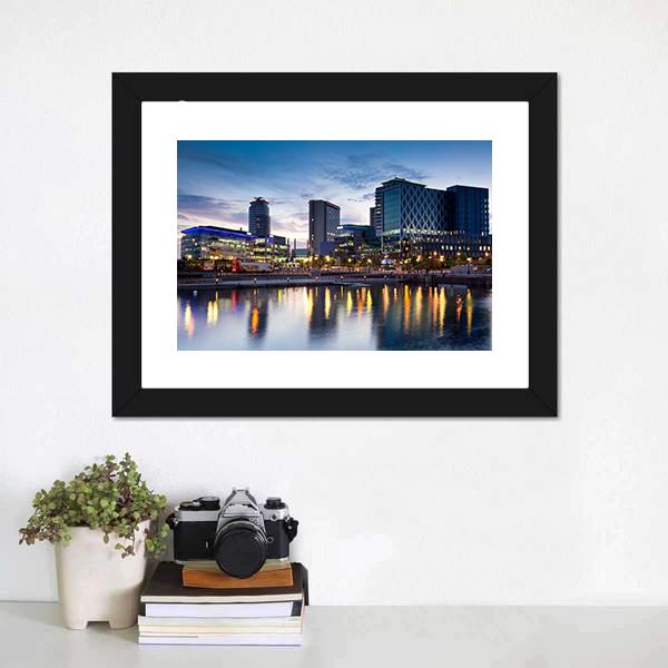 Media City On Salford Quays Canvas Wall Art-1 Piece-Framed Print-20" x 16"-Tiaracle