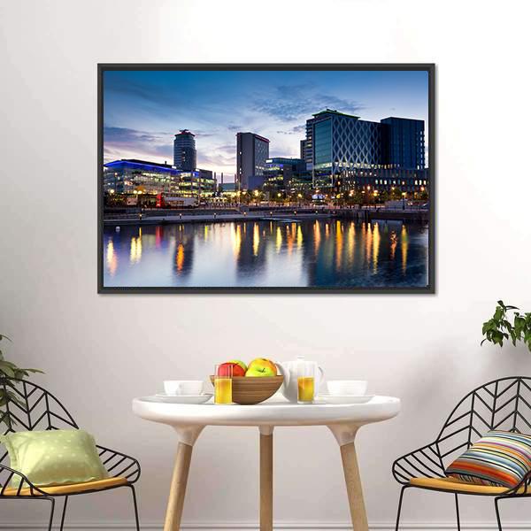 Media City On Salford Quays Canvas Wall Art-3 Horizontal-Gallery Wrap-25" x 16"-Tiaracle