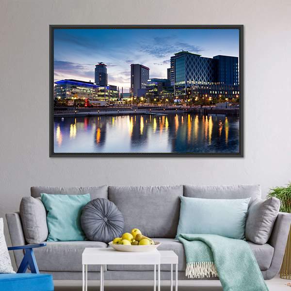 Media City On Salford Quays Canvas Wall Art-3 Horizontal-Gallery Wrap-25" x 16"-Tiaracle