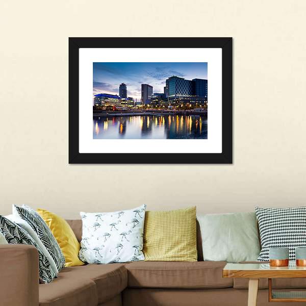 Media City On Salford Quays Canvas Wall Art-3 Horizontal-Gallery Wrap-25" x 16"-Tiaracle