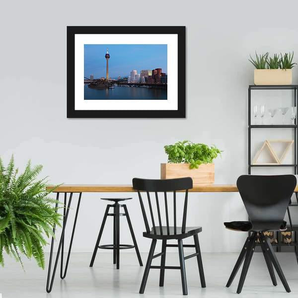 Media Harbor Dusseldorf Canvas Wall Art-3 Horizontal-Gallery Wrap-25" x 16"-Tiaracle