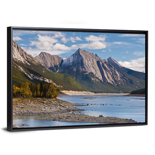 Medicine Lake Canada Canvas Wall Art-1 Piece-Floating Frame-24" x 16"-Tiaracle