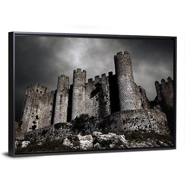 Medieval Castle At Night Canvas Wall Art-3 Horizontal-Gallery Wrap-25" x 16"-Tiaracle