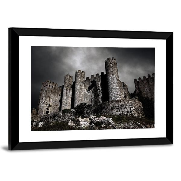Medieval Castle At Night Canvas Wall Art-5 Horizontal-Gallery Wrap-22" x 12"-Tiaracle