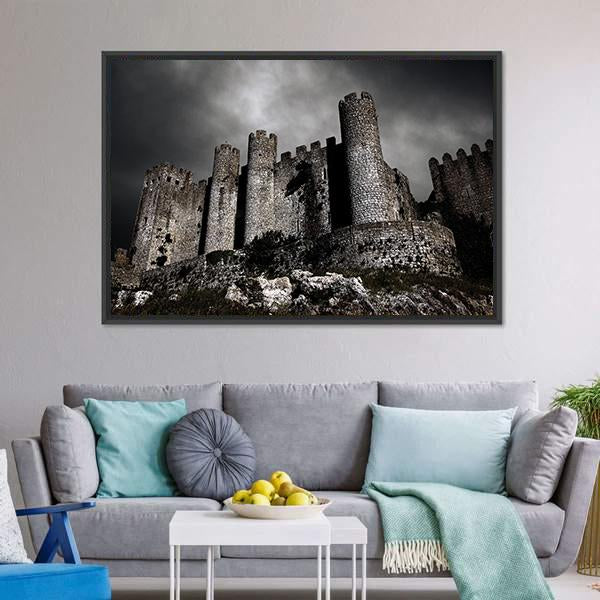 Medieval Castle At Night Canvas Wall Art-5 Horizontal-Gallery Wrap-22" x 12"-Tiaracle