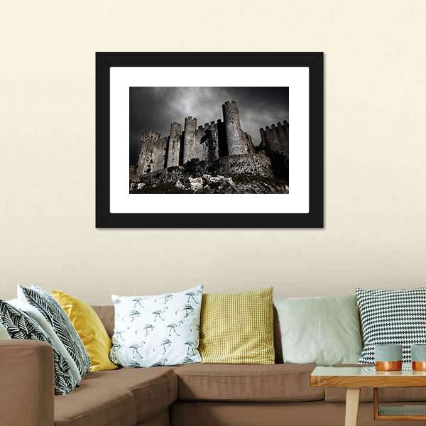 Medieval Castle At Night Canvas Wall Art-5 Horizontal-Gallery Wrap-22" x 12"-Tiaracle