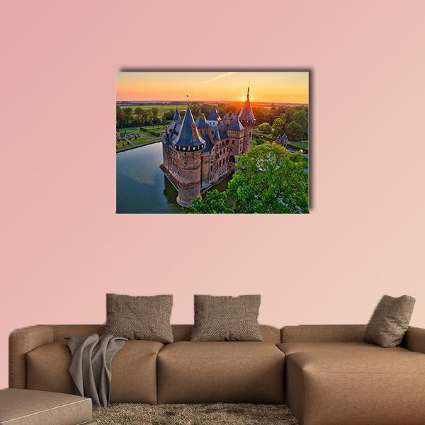 Medieval Castle In Netherlands Canvas Wall Art-1 Piece-Gallery Wrap-36" x 24"-Tiaracle
