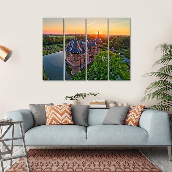 Medieval Castle In Netherlands Canvas Wall Art-4 Horizontal-Gallery Wrap-34" x 24"-Tiaracle