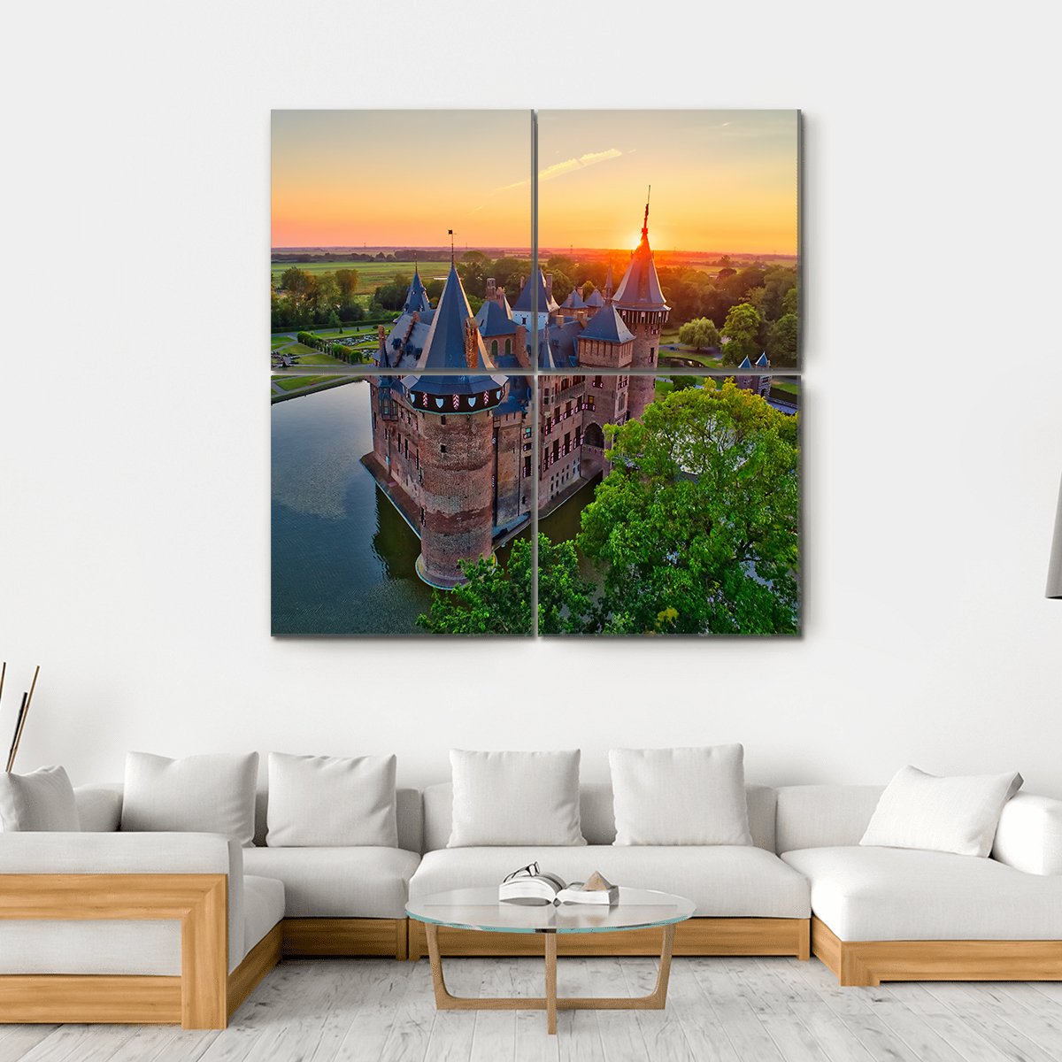 Medieval Castle In Netherlands Canvas Wall Art-4 Square-Gallery Wrap-17" x 17"-Tiaracle