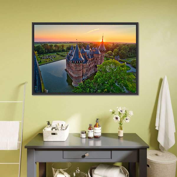 Medieval Castle In Netherlands Canvas Wall Art-3 Horizontal-Gallery Wrap-25" x 16"-Tiaracle
