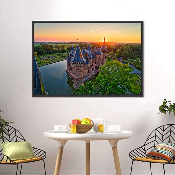 Medieval Castle In Netherlands Canvas Wall Art-3 Horizontal-Gallery Wrap-25" x 16"-Tiaracle