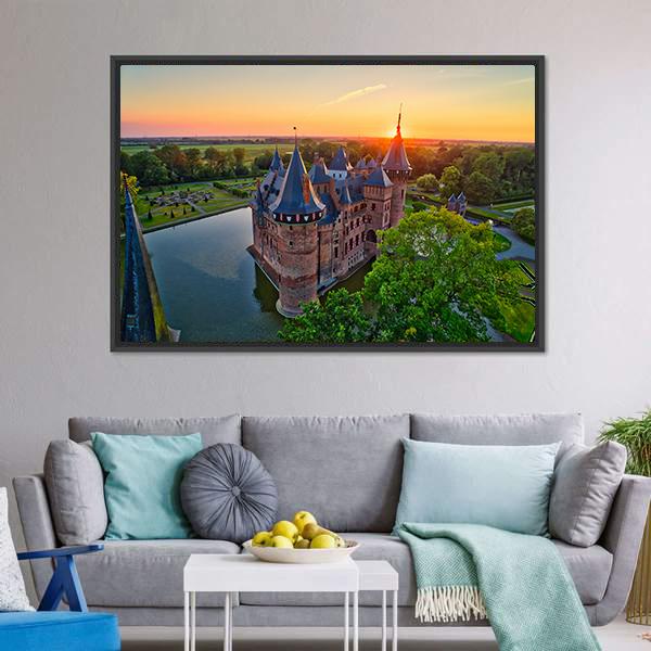 Medieval Castle In Netherlands Canvas Wall Art-3 Horizontal-Gallery Wrap-25" x 16"-Tiaracle