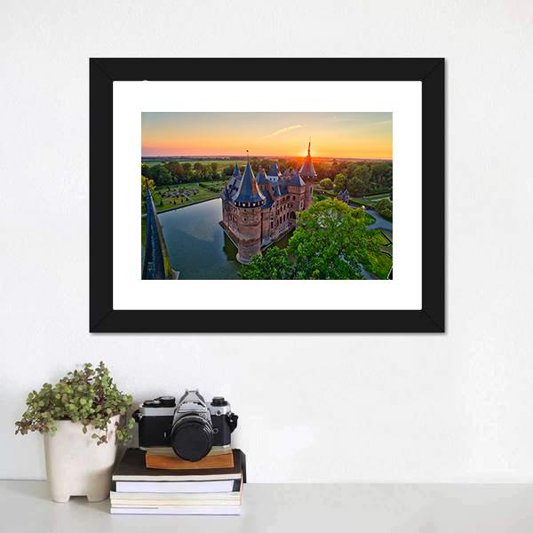 Medieval Castle In Netherlands Canvas Wall Art-3 Horizontal-Gallery Wrap-25" x 16"-Tiaracle