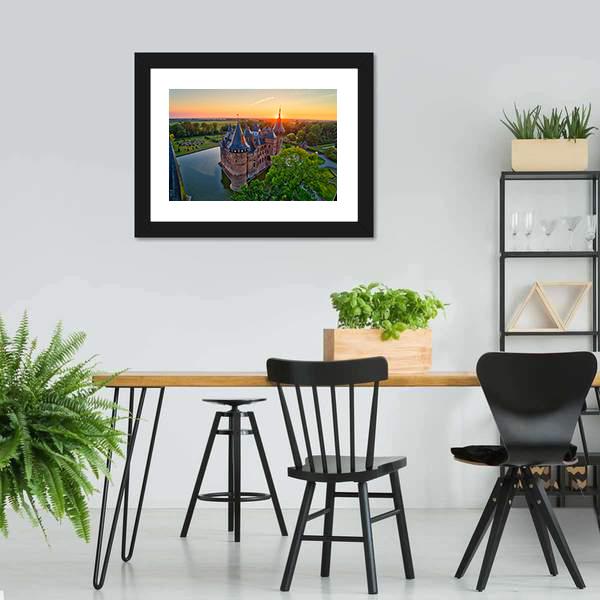 Medieval Castle In Netherlands Canvas Wall Art-3 Horizontal-Gallery Wrap-25" x 16"-Tiaracle
