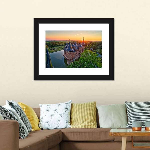 Medieval Castle In Netherlands Canvas Wall Art-3 Horizontal-Gallery Wrap-25" x 16"-Tiaracle