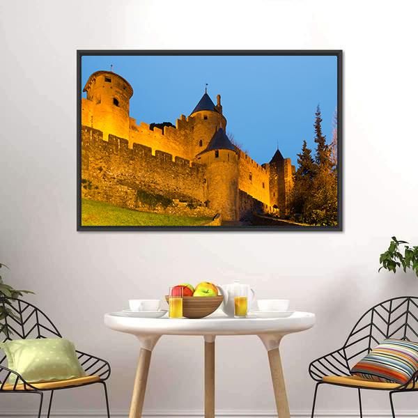 Medieval Castle In Twilight Canvas Wall Art-3 Horizontal-Gallery Wrap-25" x 16"-Tiaracle