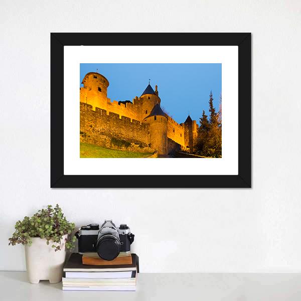 Medieval Castle In Twilight Canvas Wall Art-3 Horizontal-Gallery Wrap-25" x 16"-Tiaracle