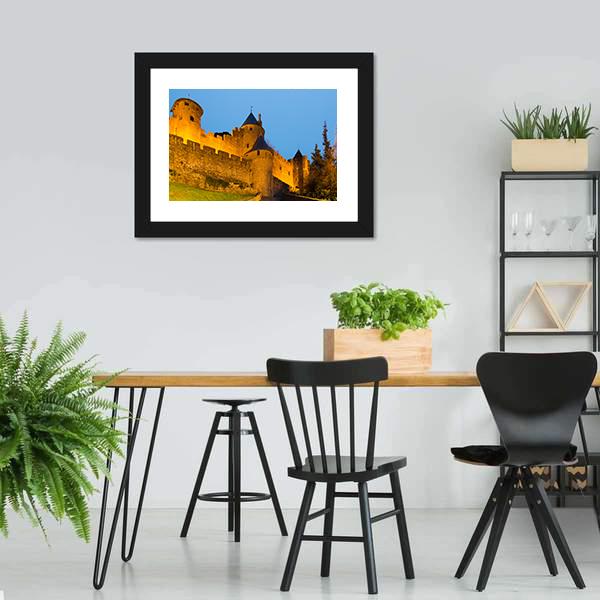 Medieval Castle In Twilight Canvas Wall Art-3 Horizontal-Gallery Wrap-25" x 16"-Tiaracle