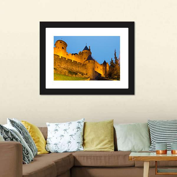 Medieval Castle In Twilight Canvas Wall Art-3 Horizontal-Gallery Wrap-25" x 16"-Tiaracle