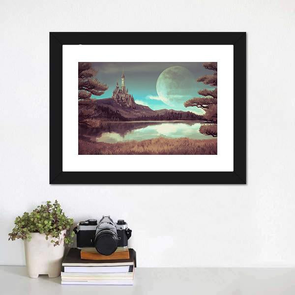 Medieval Castle With Lake Canvas Wall Art-5 Horizontal-Gallery Wrap-22" x 12"-Tiaracle