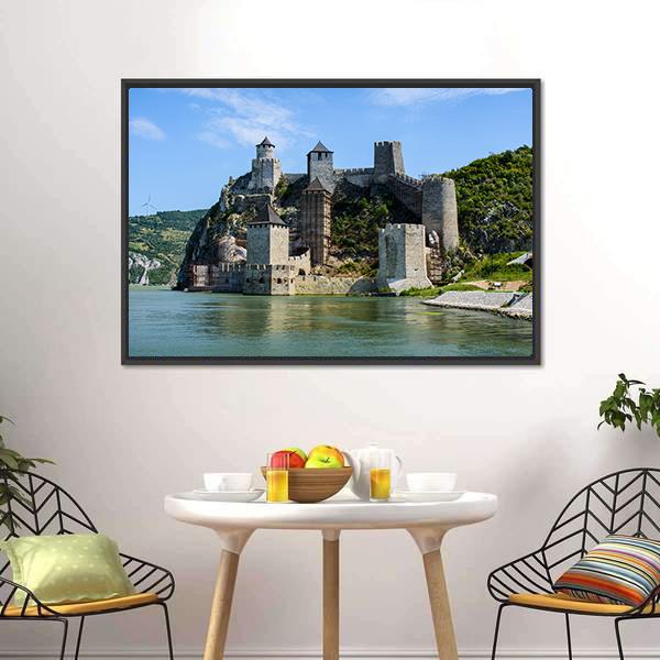 Medieval Golubac Fortress Canvas Wall Art-3 Horizontal-Gallery Wrap-25" x 16"-Tiaracle