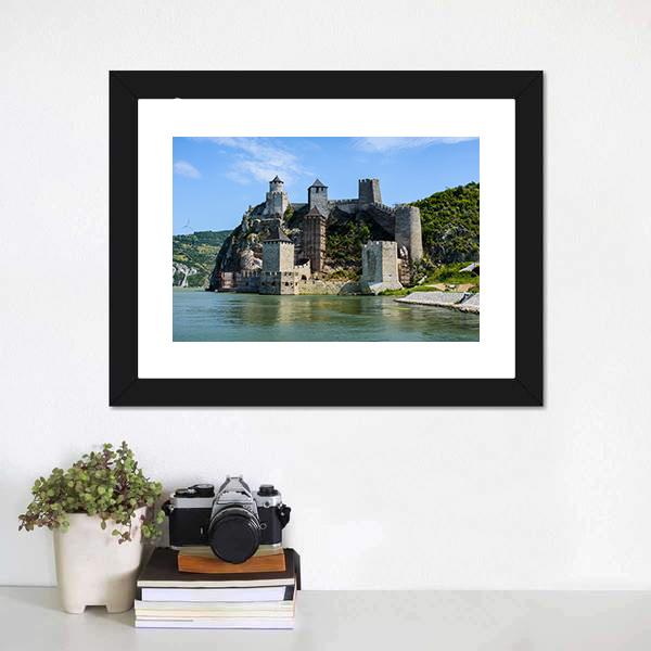 Medieval Golubac Fortress Canvas Wall Art-3 Horizontal-Gallery Wrap-25" x 16"-Tiaracle
