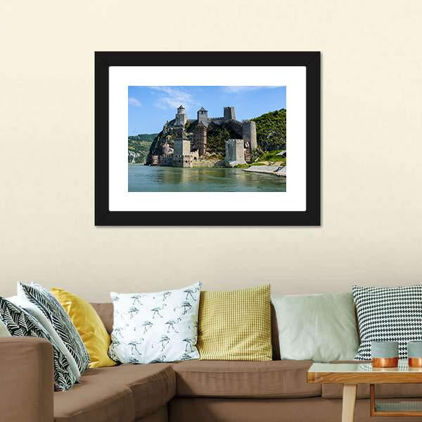 Medieval Golubac Fortress Canvas Wall Art-3 Horizontal-Gallery Wrap-25" x 16"-Tiaracle