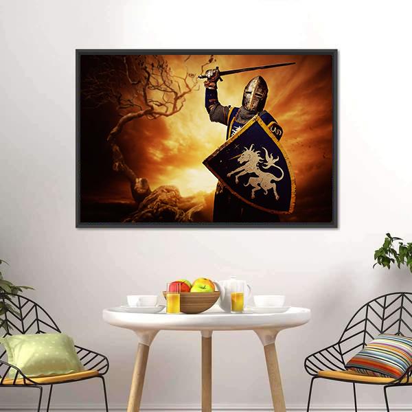 Medieval Knight Canvas Wall Art-3 Horizontal-Gallery Wrap-25" x 16"-Tiaracle