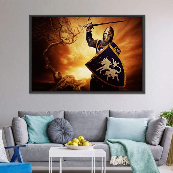 Medieval Knight Canvas Wall Art-3 Horizontal-Gallery Wrap-25" x 16"-Tiaracle