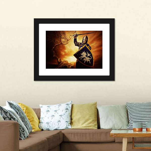 Medieval Knight Canvas Wall Art-3 Horizontal-Gallery Wrap-25" x 16"-Tiaracle