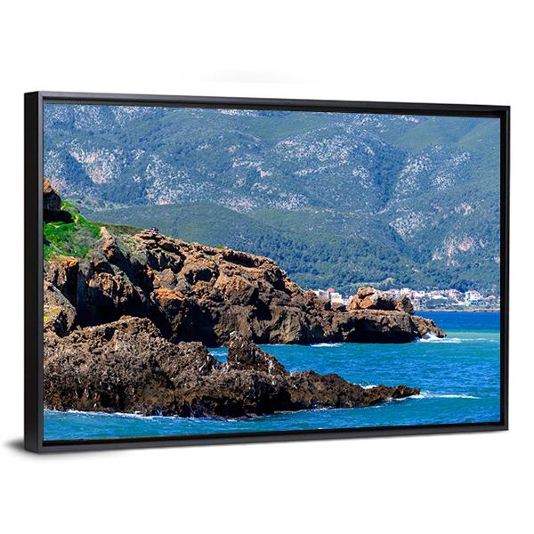Mediterranean Coast Of Tipasa Canvas Wall Art-1 Piece-Floating Frame-24" x 16"-Tiaracle