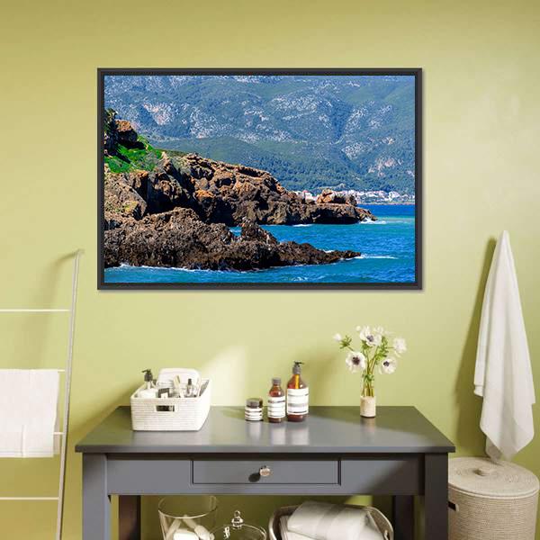 Mediterranean Coast Of Tipasa Canvas Wall Art-3 Horizontal-Gallery Wrap-25" x 16"-Tiaracle