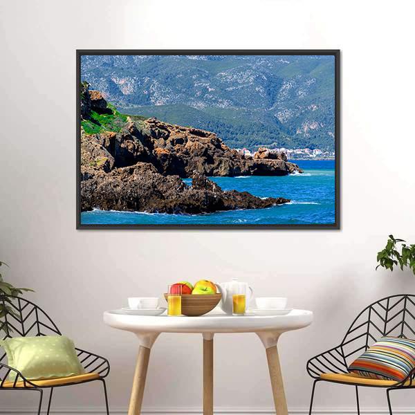 Mediterranean Coast Of Tipasa Canvas Wall Art-3 Horizontal-Gallery Wrap-25" x 16"-Tiaracle