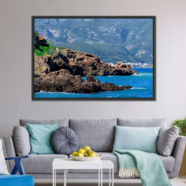 Mediterranean Coast Of Tipasa Canvas Wall Art-3 Horizontal-Gallery Wrap-25" x 16"-Tiaracle