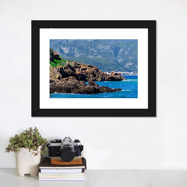 Mediterranean Coast Of Tipasa Canvas Wall Art-3 Horizontal-Gallery Wrap-25" x 16"-Tiaracle