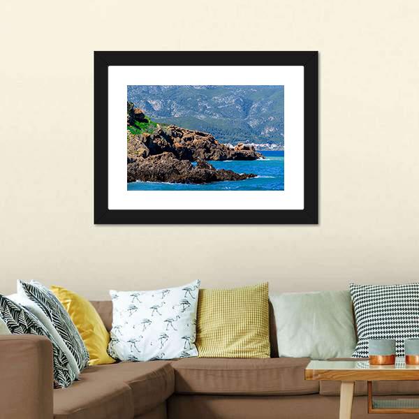Mediterranean Coast Of Tipasa Canvas Wall Art-3 Horizontal-Gallery Wrap-25" x 16"-Tiaracle