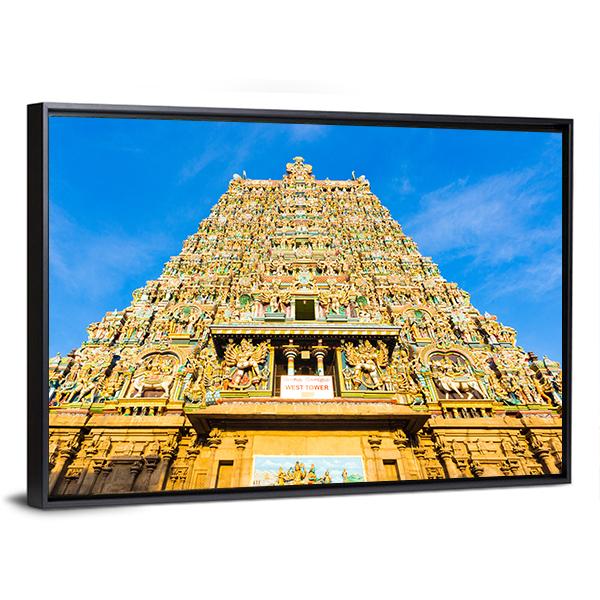 Meenakshi Amman Temple India Canvas Wall Art-1 Piece-Floating Frame-24" x 16"-Tiaracle