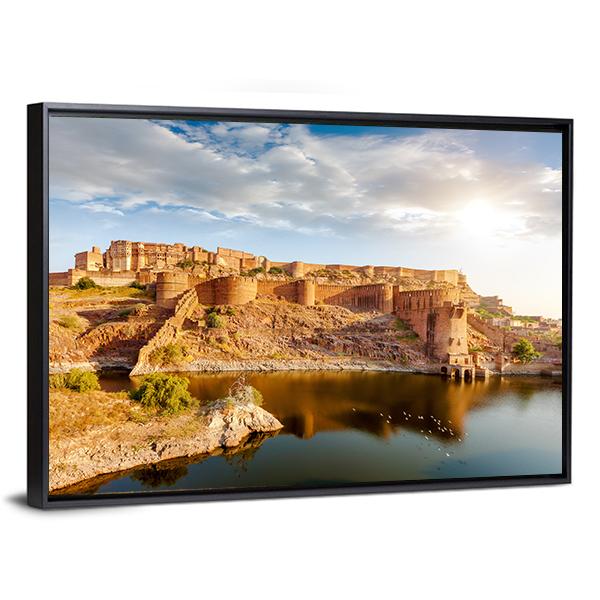 Mehrangarh Fort India Canvas Wall Art-1 Piece-Floating Frame-24" x 16"-Tiaracle
